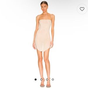 Sami Miro Vintage Mesh V Cut Dress in Nude S
